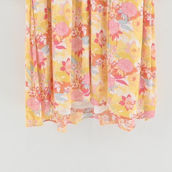 TORRID Dress Size 2X Peach Floral Print Gauze Hi-Lo VNeck Shirred Embroidery - Picture 10 of 15